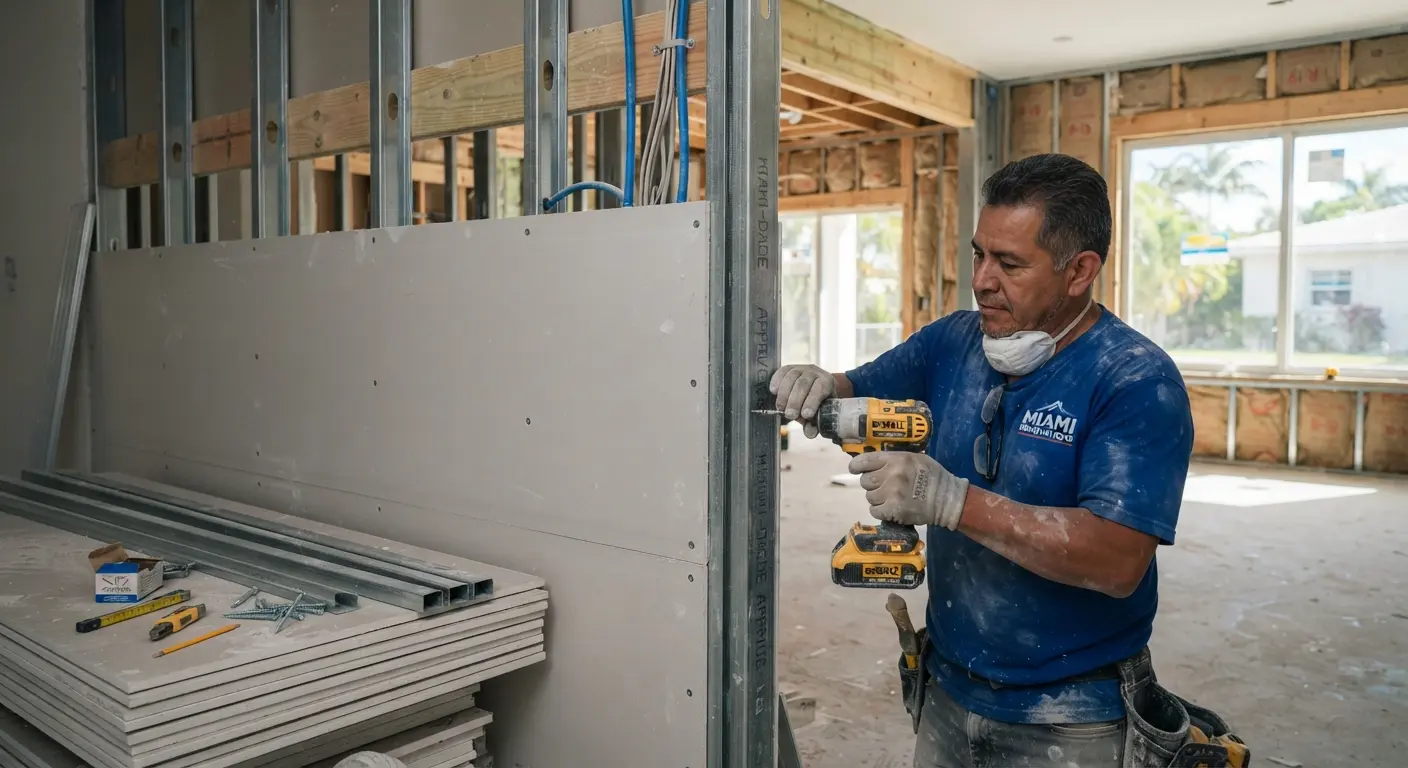 Detailed view of craftsmanship during a home renovation project in Miami.